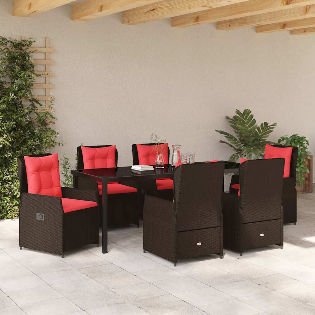 Kert étkező szett párnával 7 pcs Barna Poli rattan