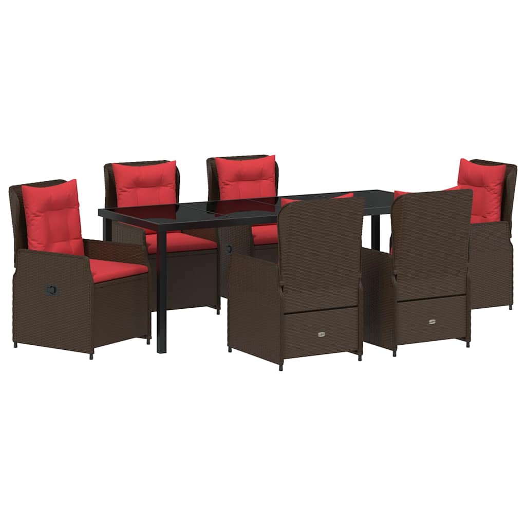 Kert étkező szett párnával 7 pcs Barna Poli rattan