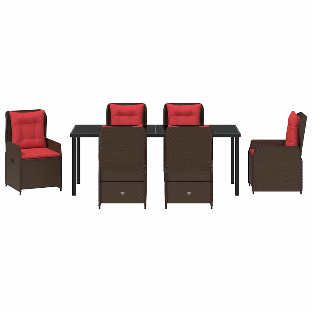 Kert étkező szett párnával 7 pcs Barna Poli rattan