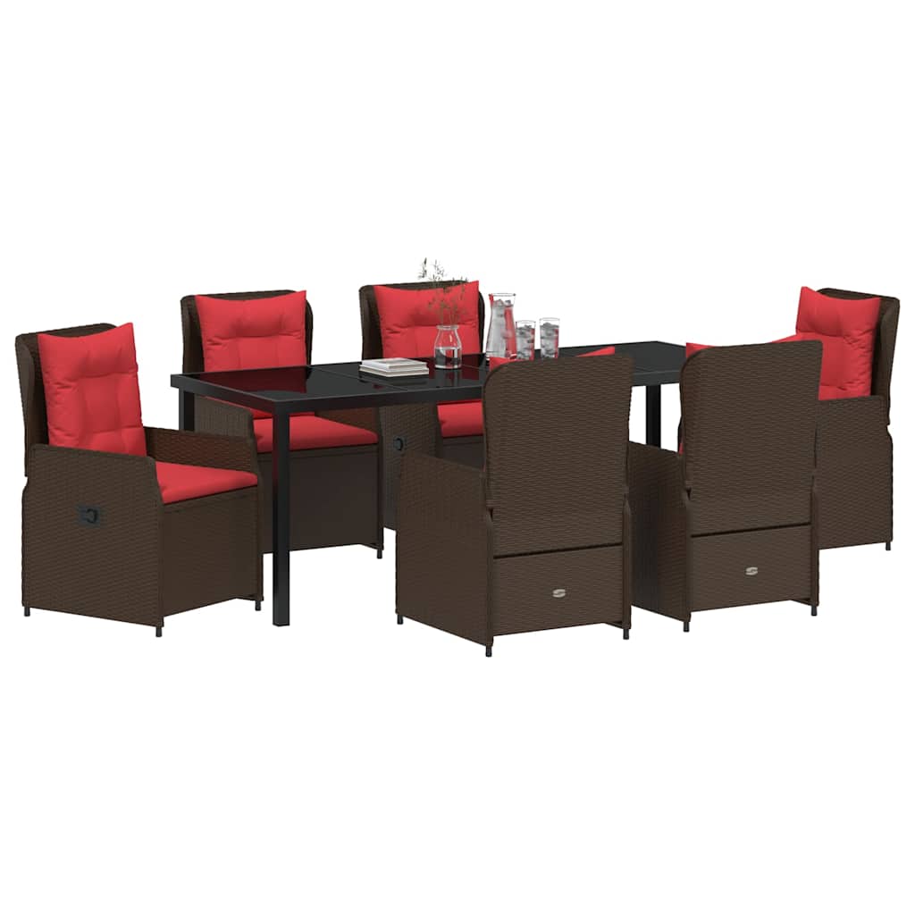 Kert étkező szett párnával 7 pcs Barna Poli rattan