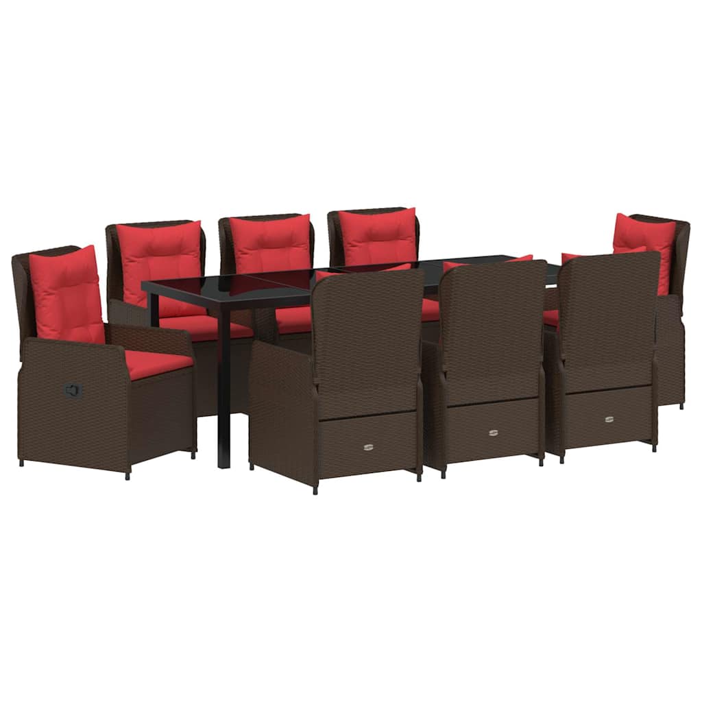 Kert étkező szett párnával 9 pcs Barna Poli rattan