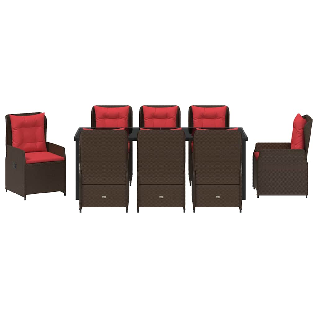 Kert étkező szett párnával 9 pcs Barna Poli rattan