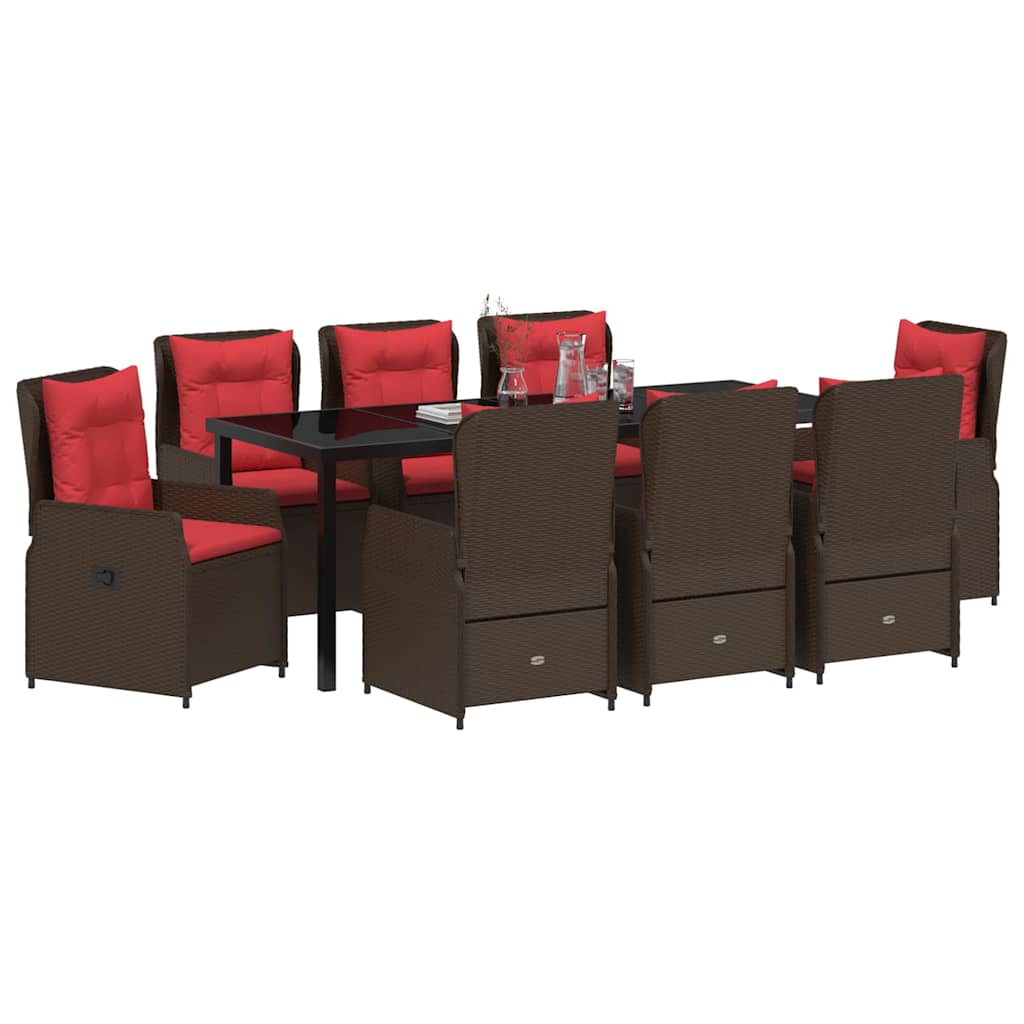 Kert étkező szett párnával 9 pcs Barna Poli rattan