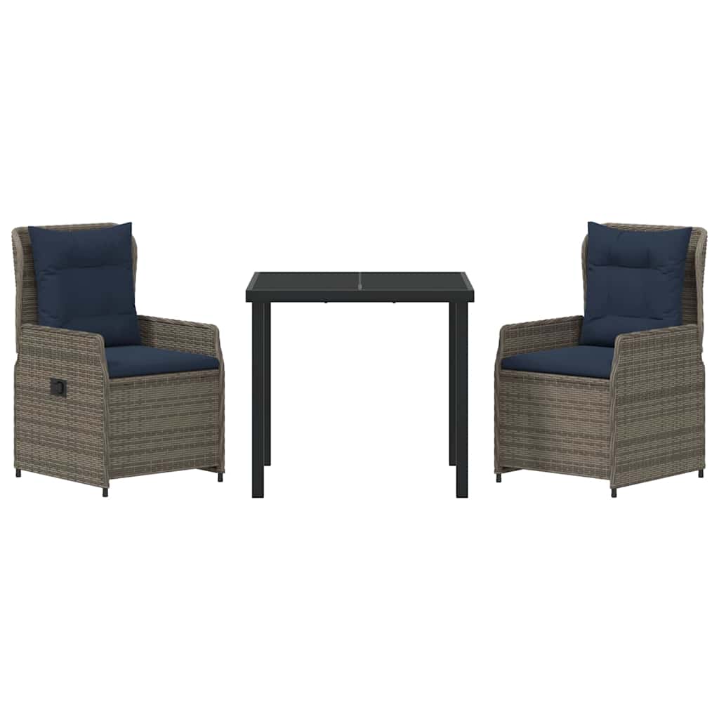 Kert étkező szett párnával 3 pcs Szürke Poli rattan