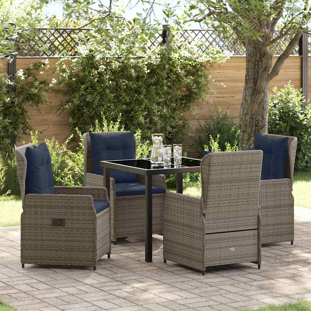 Kert étkező szett párnával 5 pcs Szürke Poli rattan