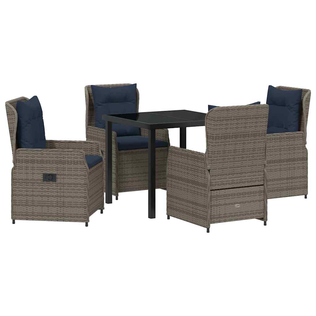 Kert étkező szett párnával 5 pcs Szürke Poli rattan