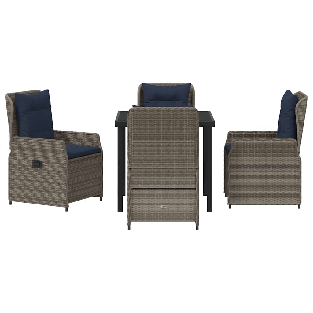 Kert étkező szett párnával 5 pcs Szürke Poli rattan