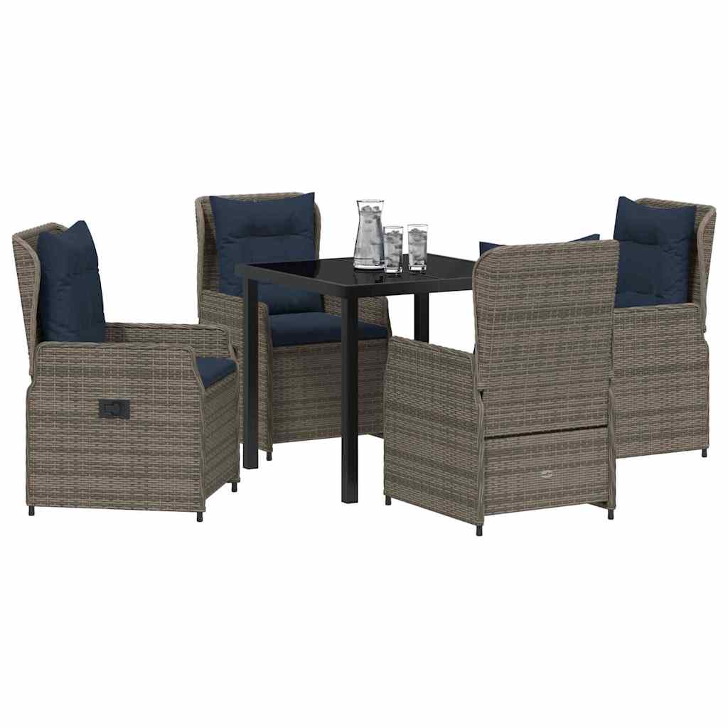 Kert étkező szett párnával 5 pcs Szürke Poli rattan