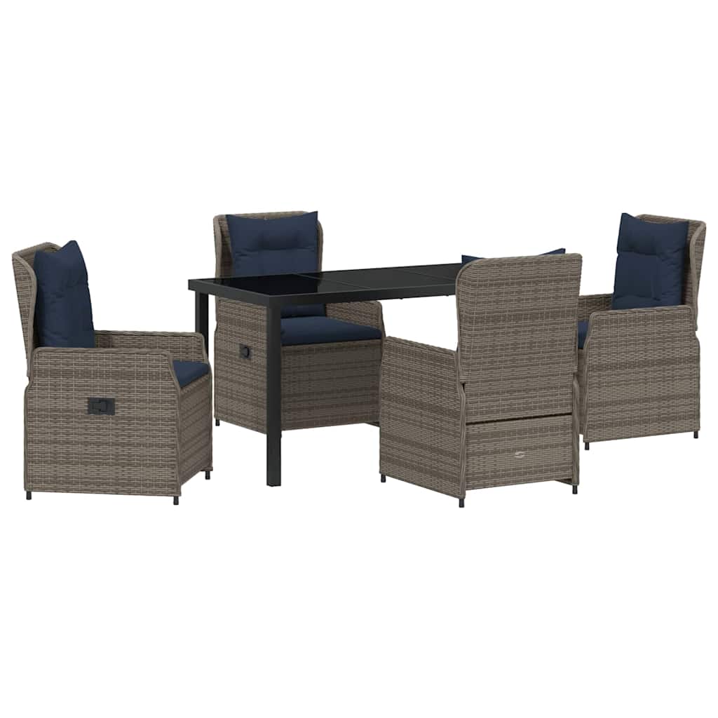 Kert étkező szett párnával 5 pcs Szürke Poli rattan