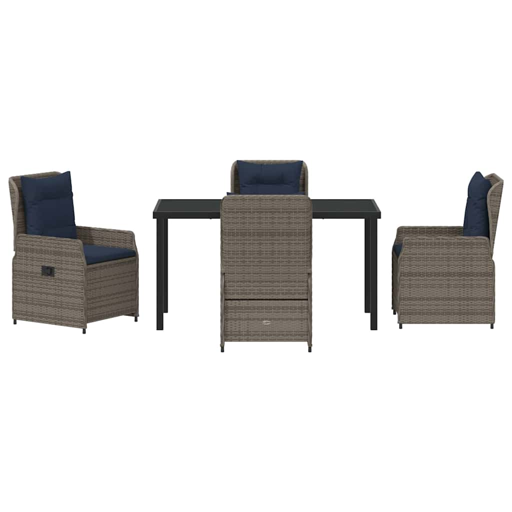Kert étkező szett párnával 5 pcs Szürke Poli rattan