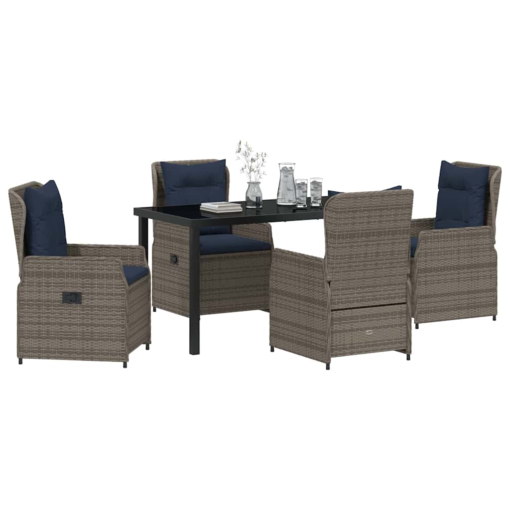 Kert étkező szett párnával 5 pcs Szürke Poli rattan