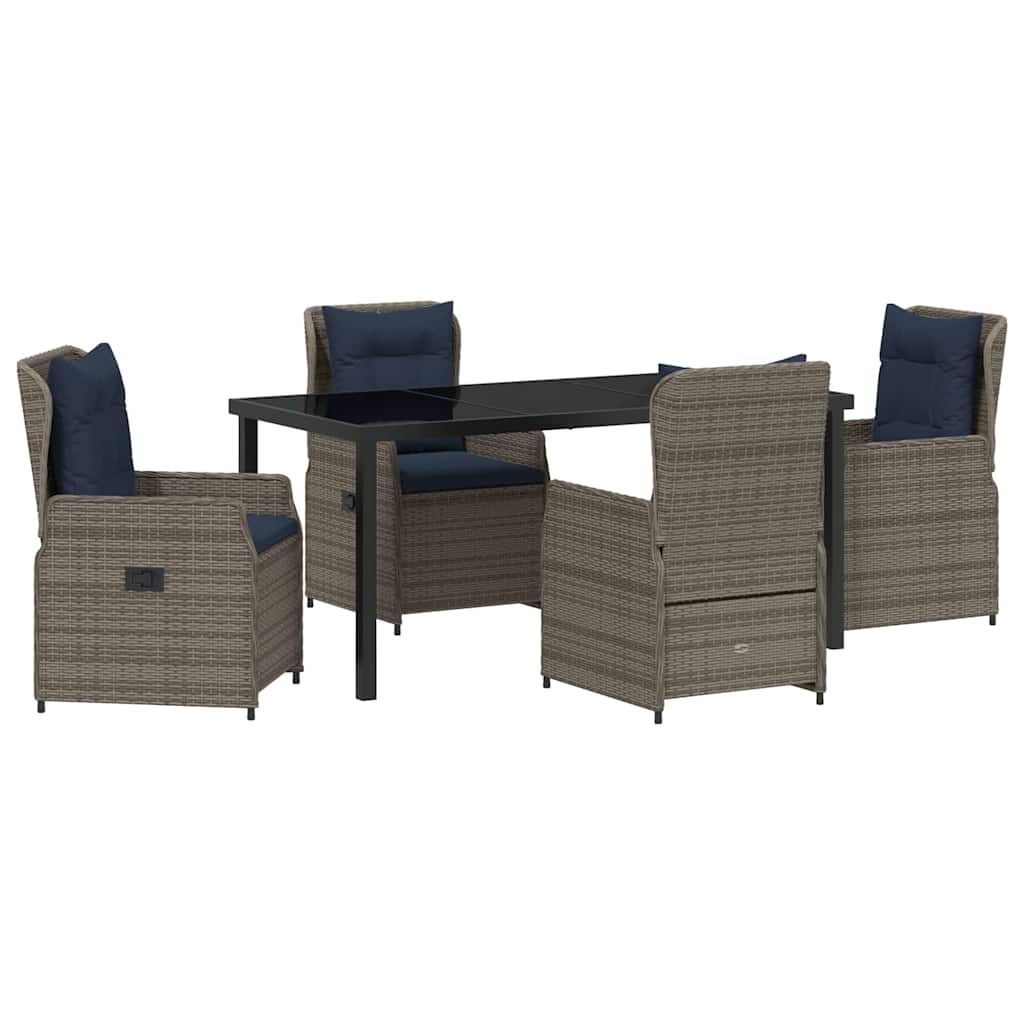 Kert étkező szett párnával 5 pcs Szürke Poli rattan