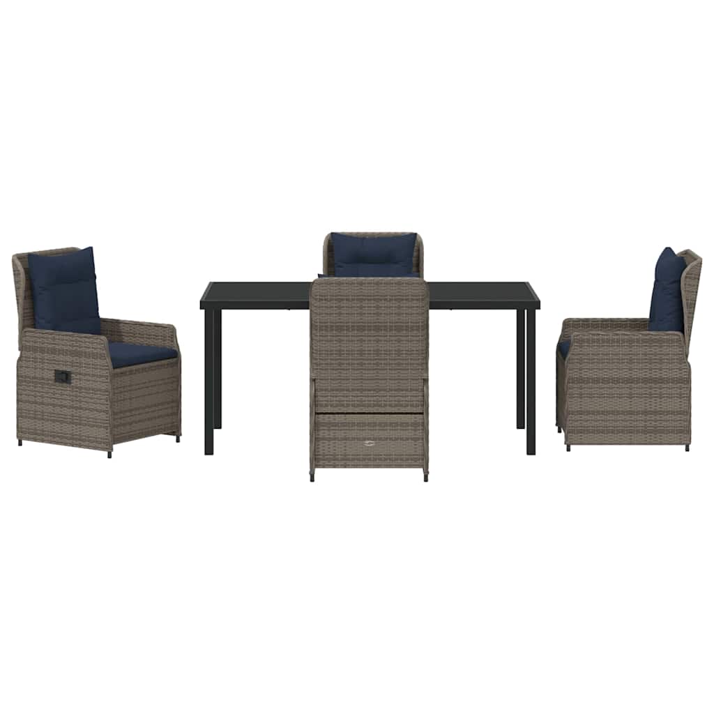 Kert étkező szett párnával 5 pcs Szürke Poli rattan