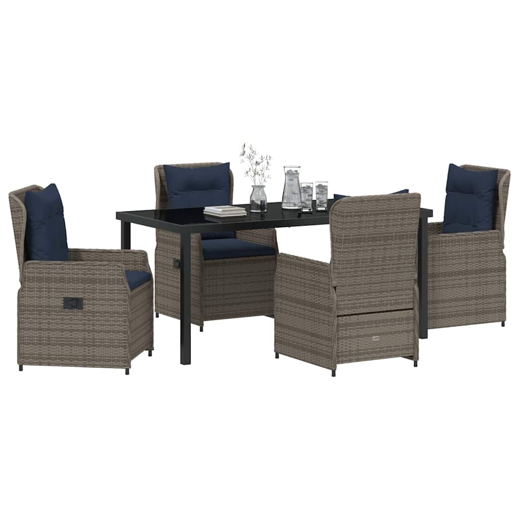 Kert étkező szett párnával 5 pcs Szürke Poli rattan