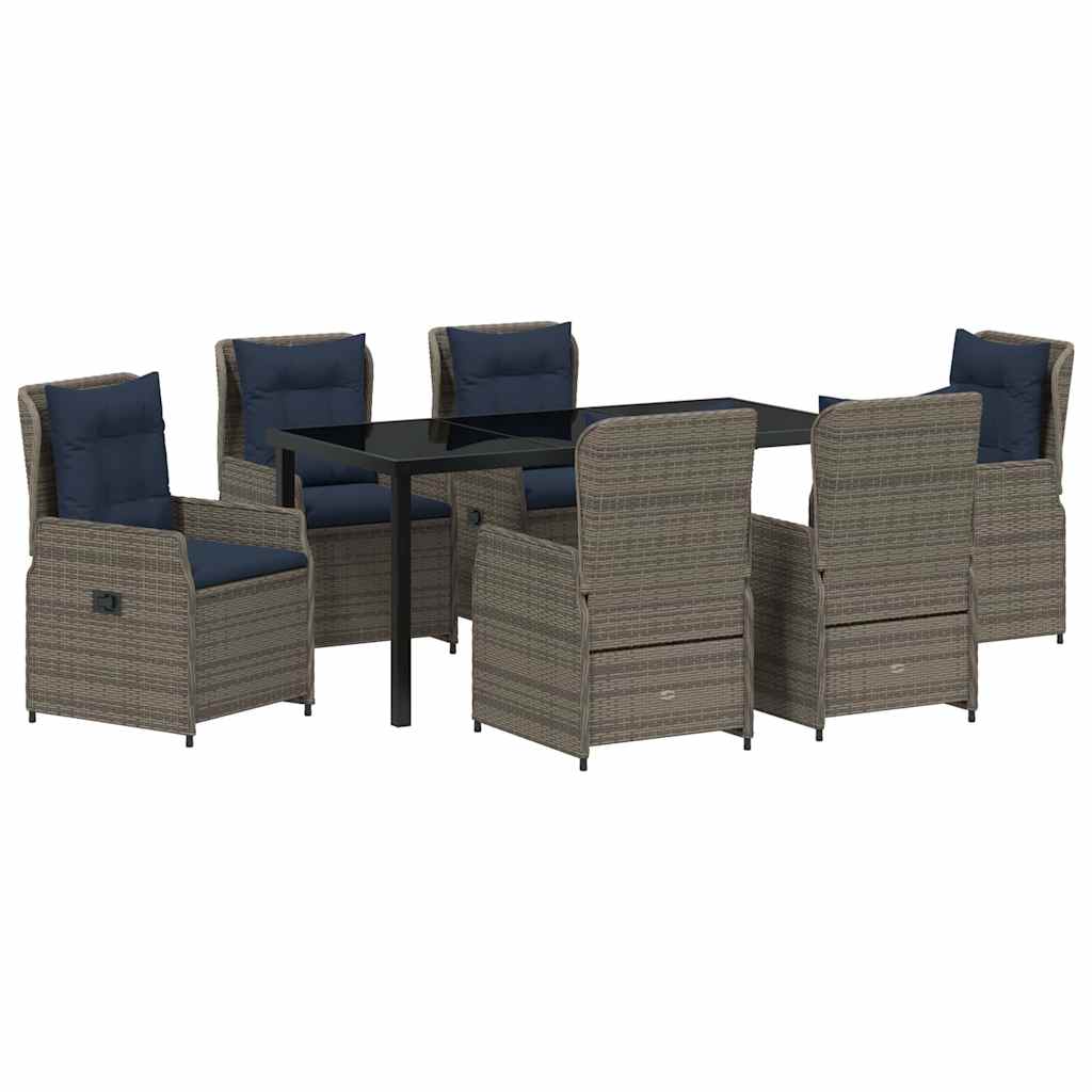 Kert étkező szett párnával 7 pcs Szürke Poli rattan