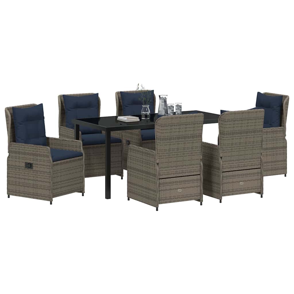 Kert étkező szett párnával 7 pcs Szürke Poli rattan