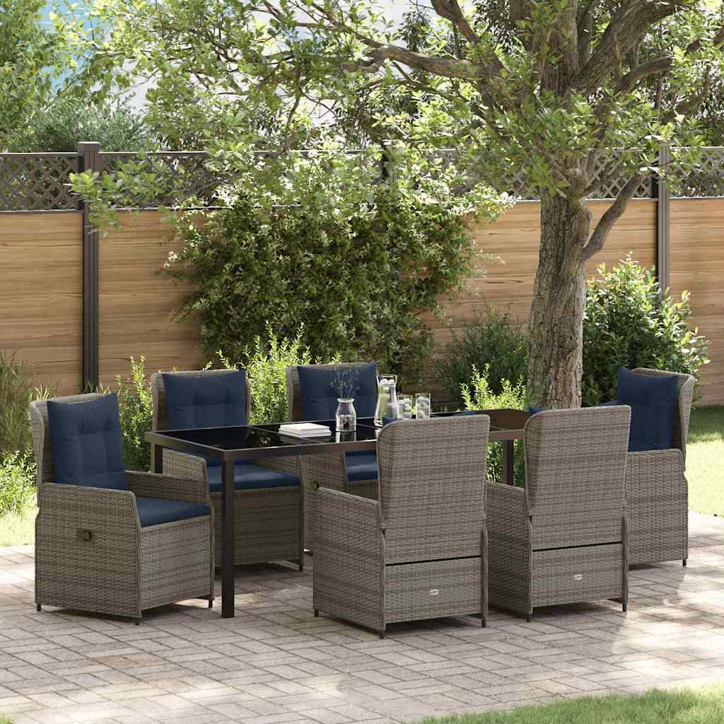 Kert étkező szett párnával 7 pcs Szürke Poli rattan