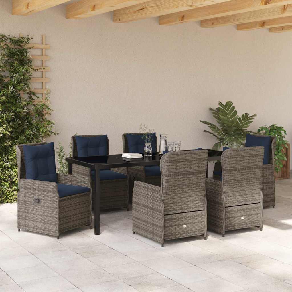Kert étkező szett párnával 7 pcs Szürke Poli rattan