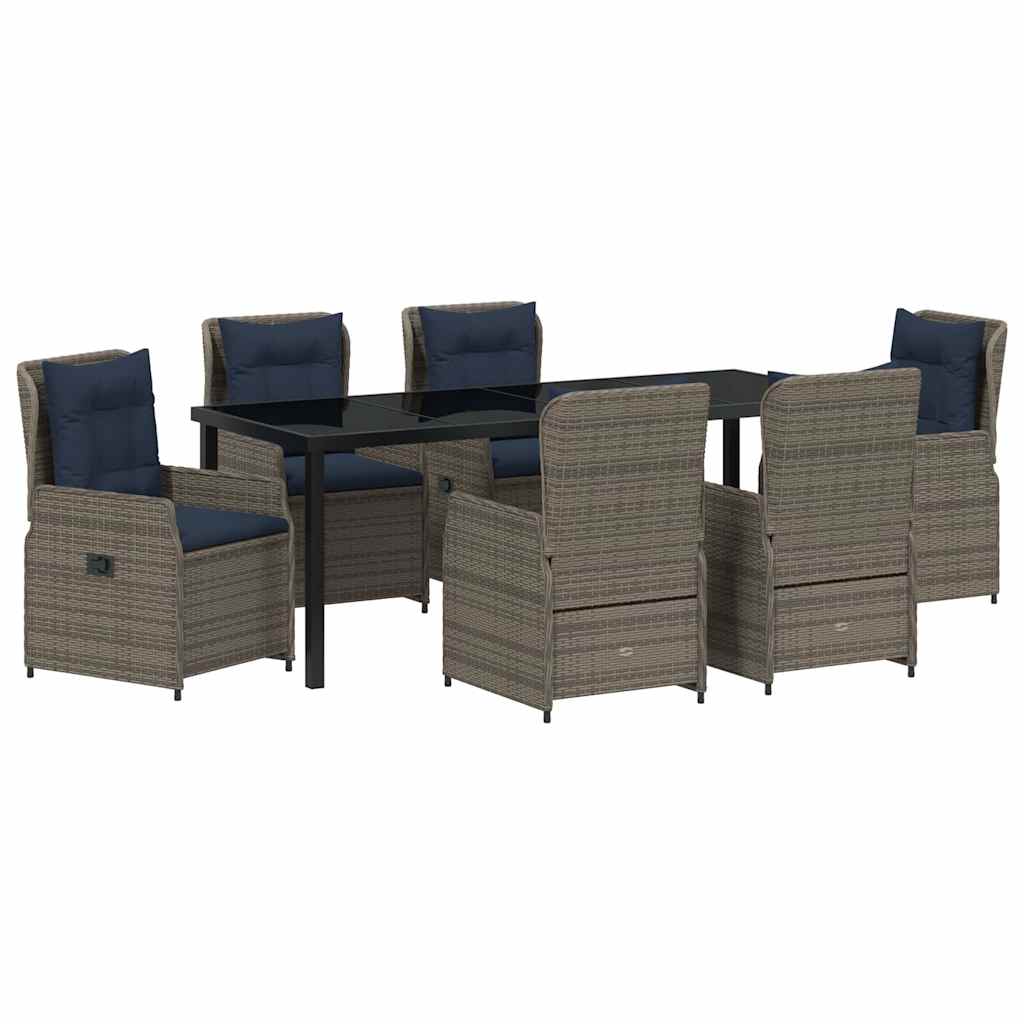 Kert étkező szett párnával 7 pcs Szürke Poli rattan