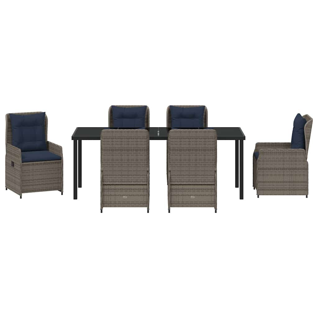 Kert étkező szett párnával 7 pcs Szürke Poli rattan