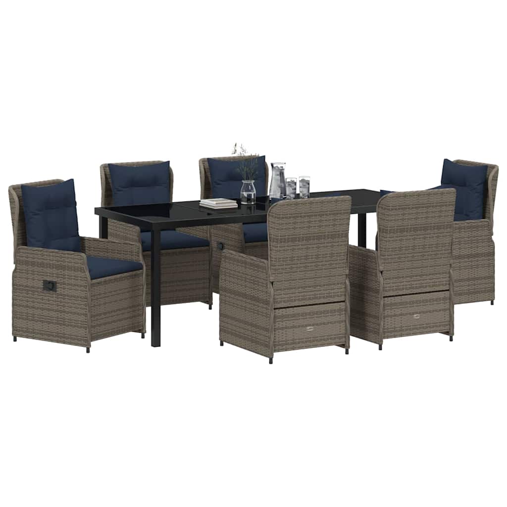 Kert étkező szett párnával 7 pcs Szürke Poli rattan