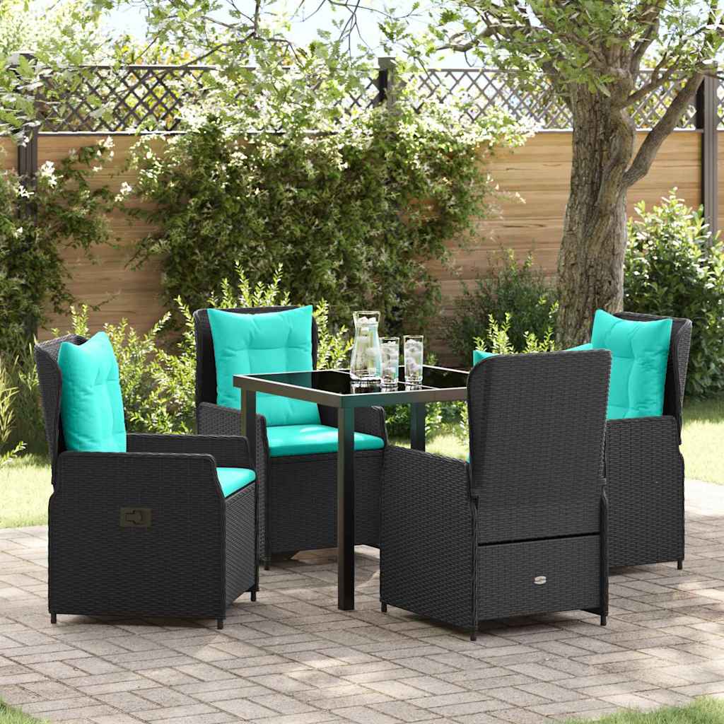 Kert étkező szett párnával 5 pcs Fekete Poli rattan