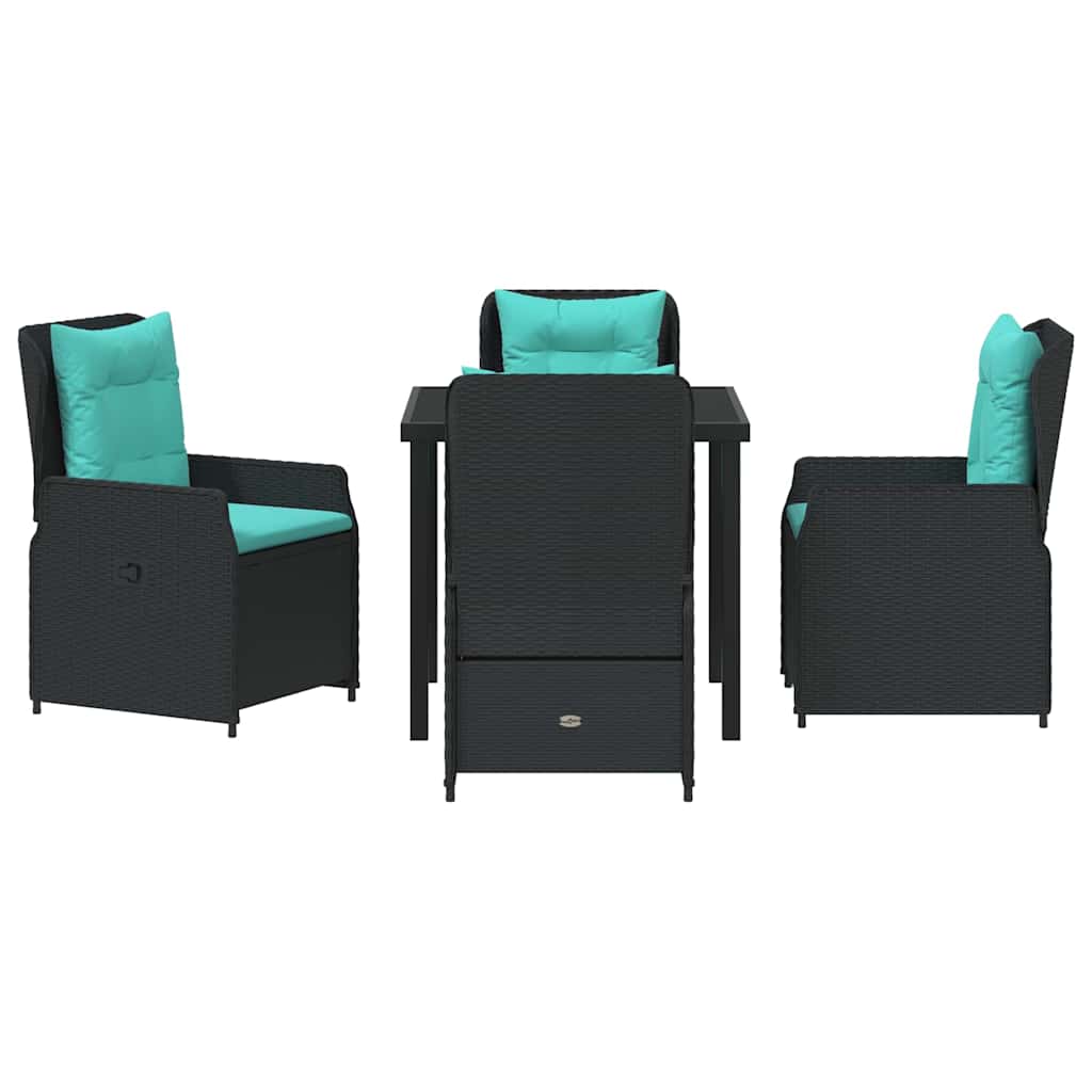 Kert étkező szett párnával 5 pcs Fekete Poli rattan
