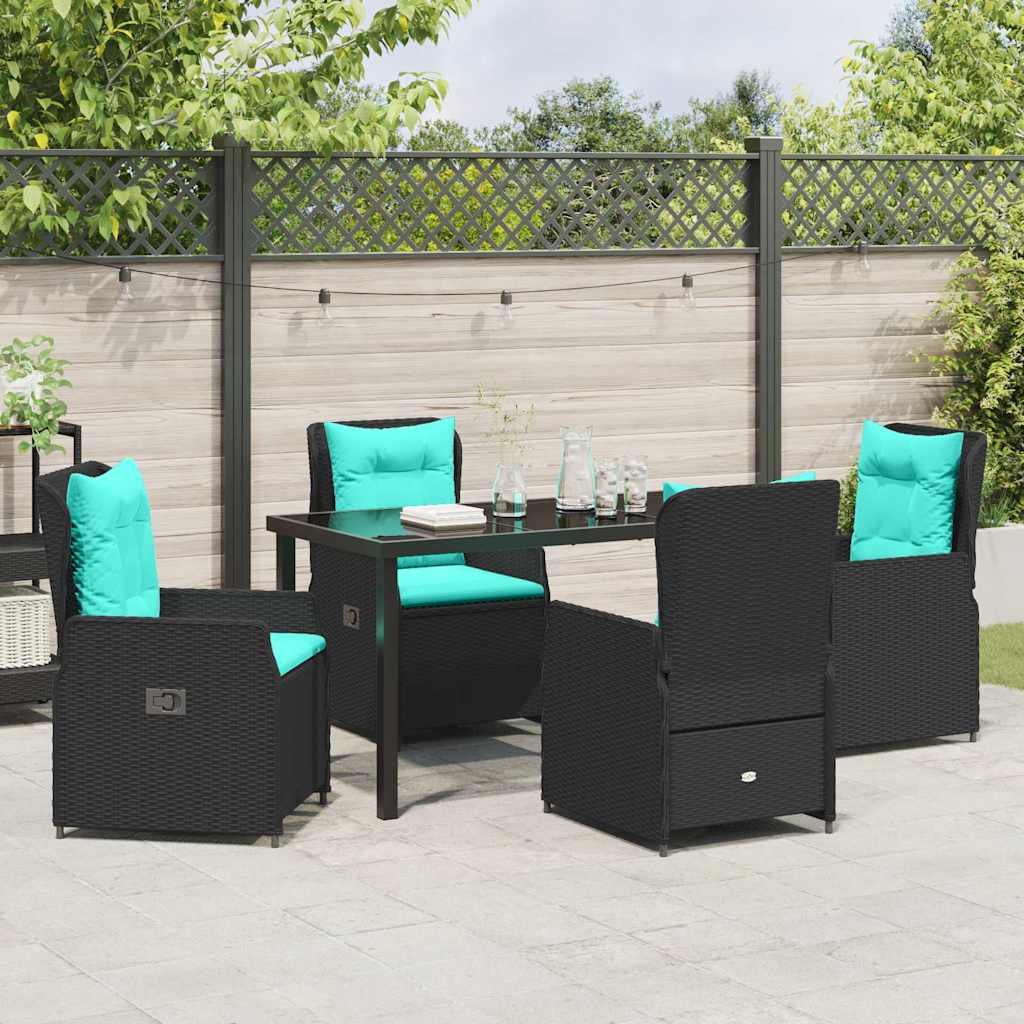 Kert étkező szett párnával 5 pcs Fekete Poli rattan