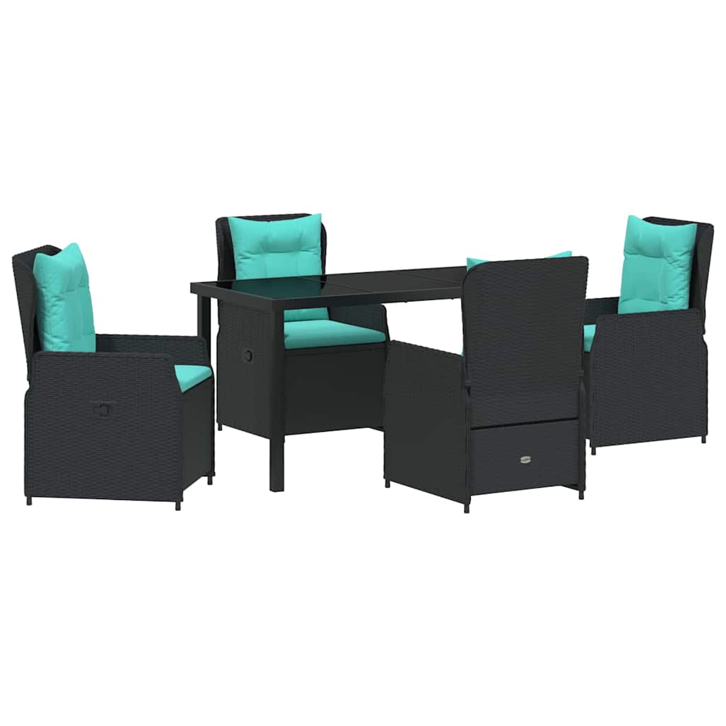 Kert étkező szett párnával 5 pcs Fekete Poli rattan