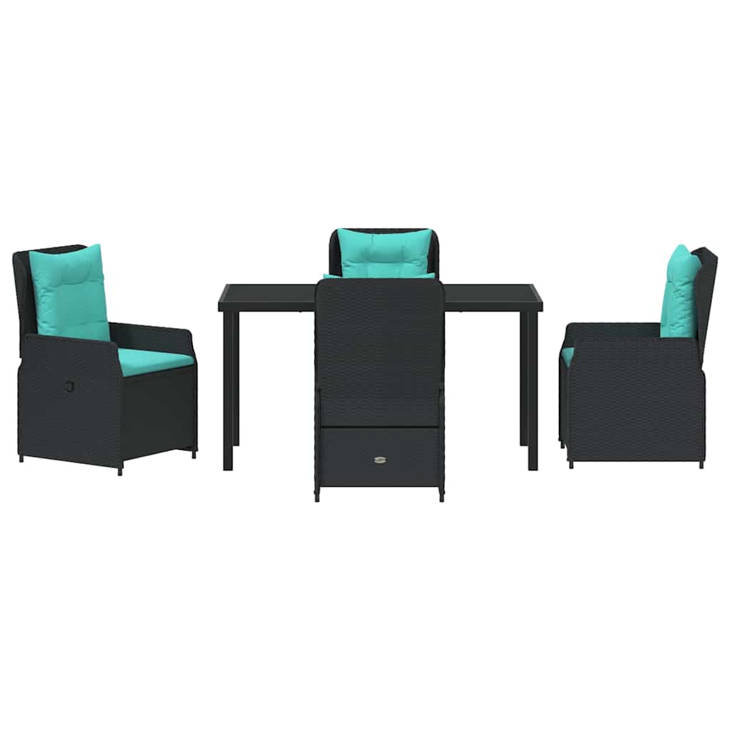 Kert étkező szett párnával 5 pcs Fekete Poli rattan