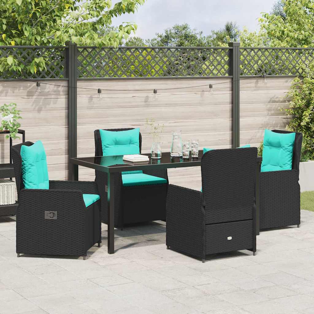 Kert étkező szett párnával 5 pcs Fekete Poli rattan