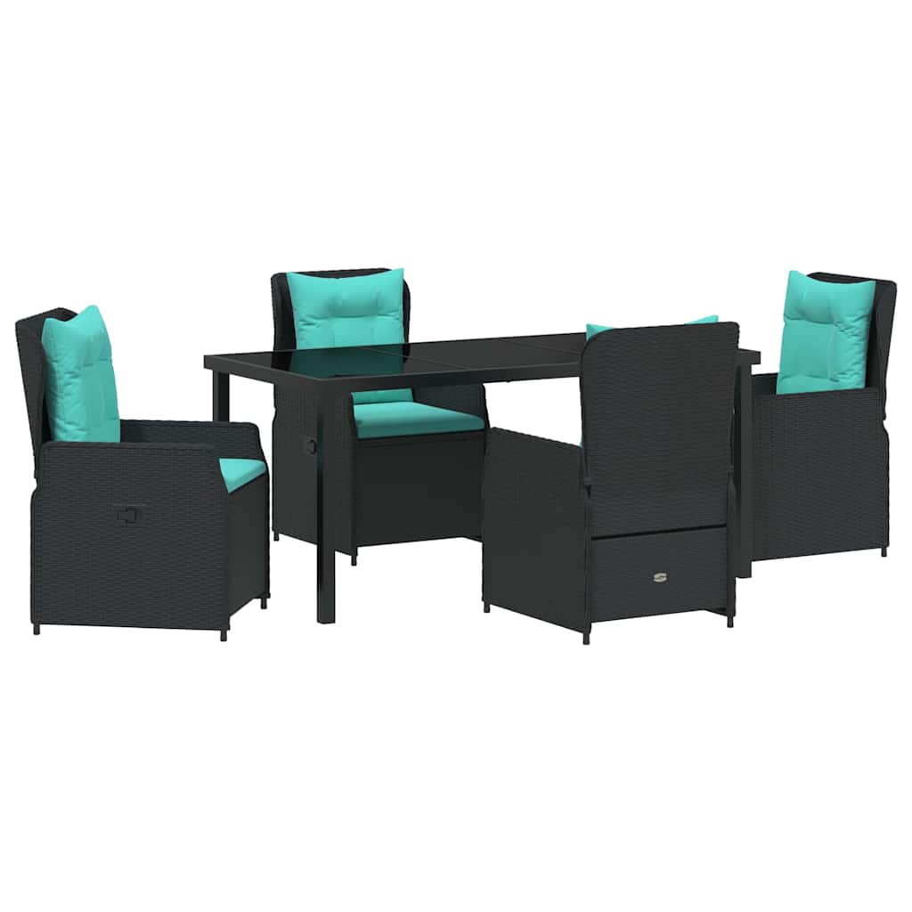 Kert étkező szett párnával 5 pcs Fekete Poli rattan