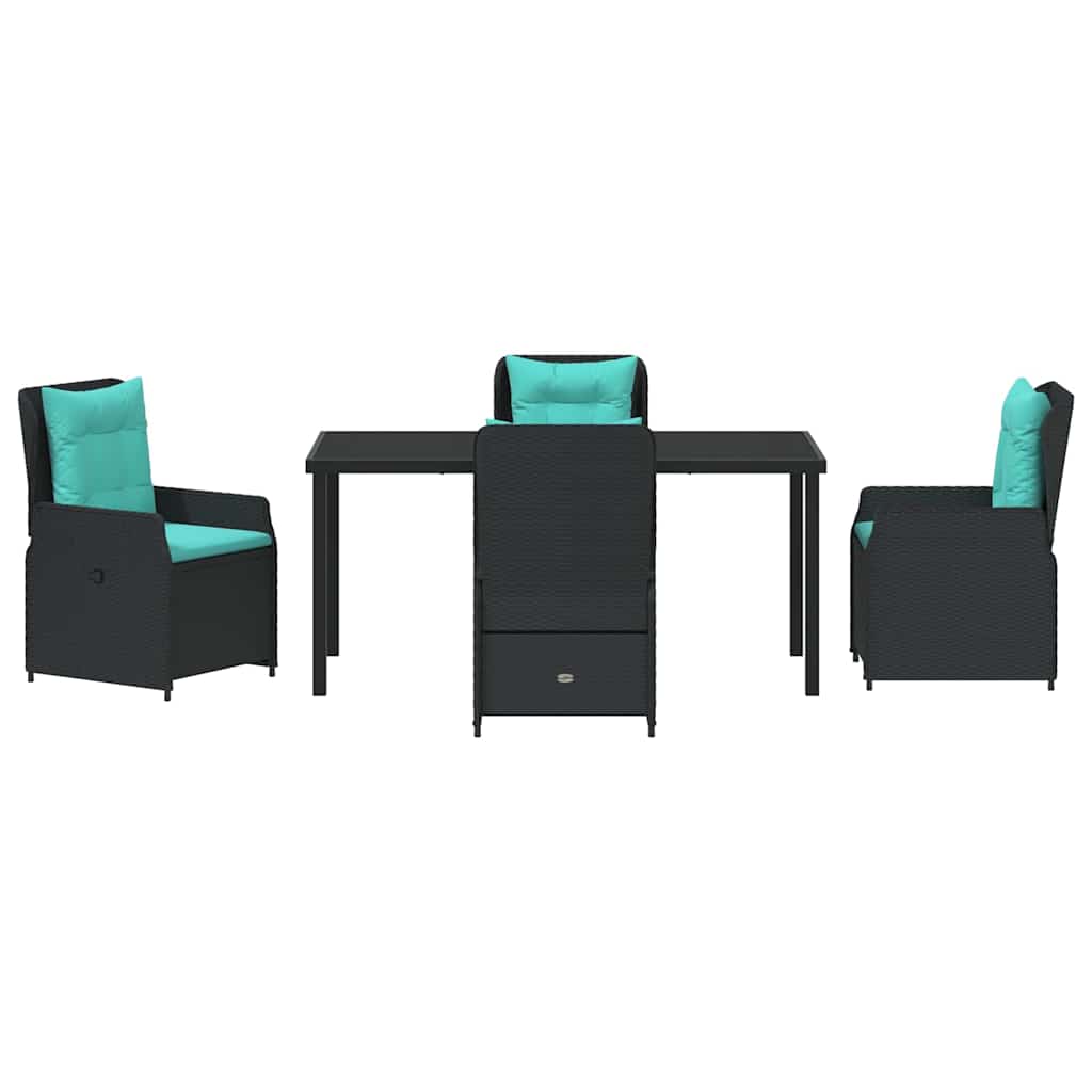 Kert étkező szett párnával 5 pcs Fekete Poli rattan