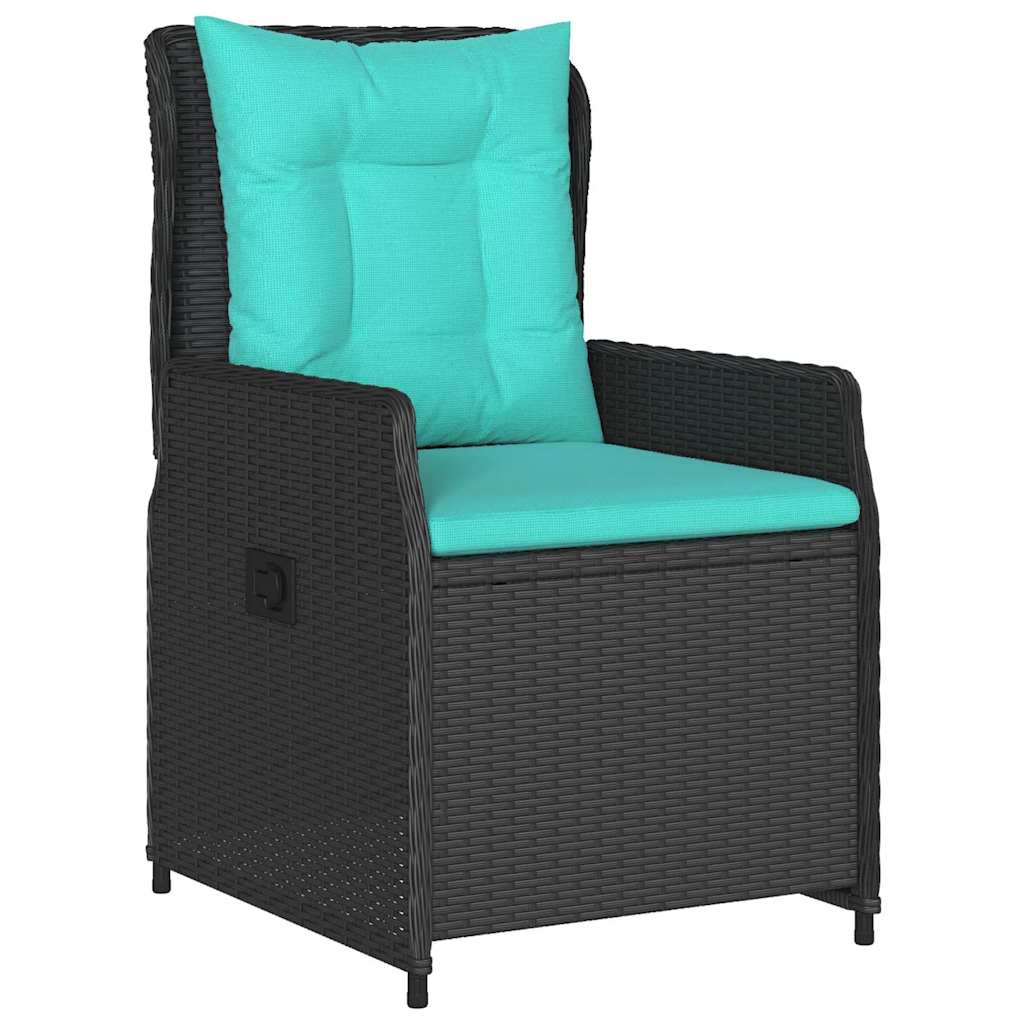 Kert étkező szett párnával 9 pcs Fekete Poli rattan