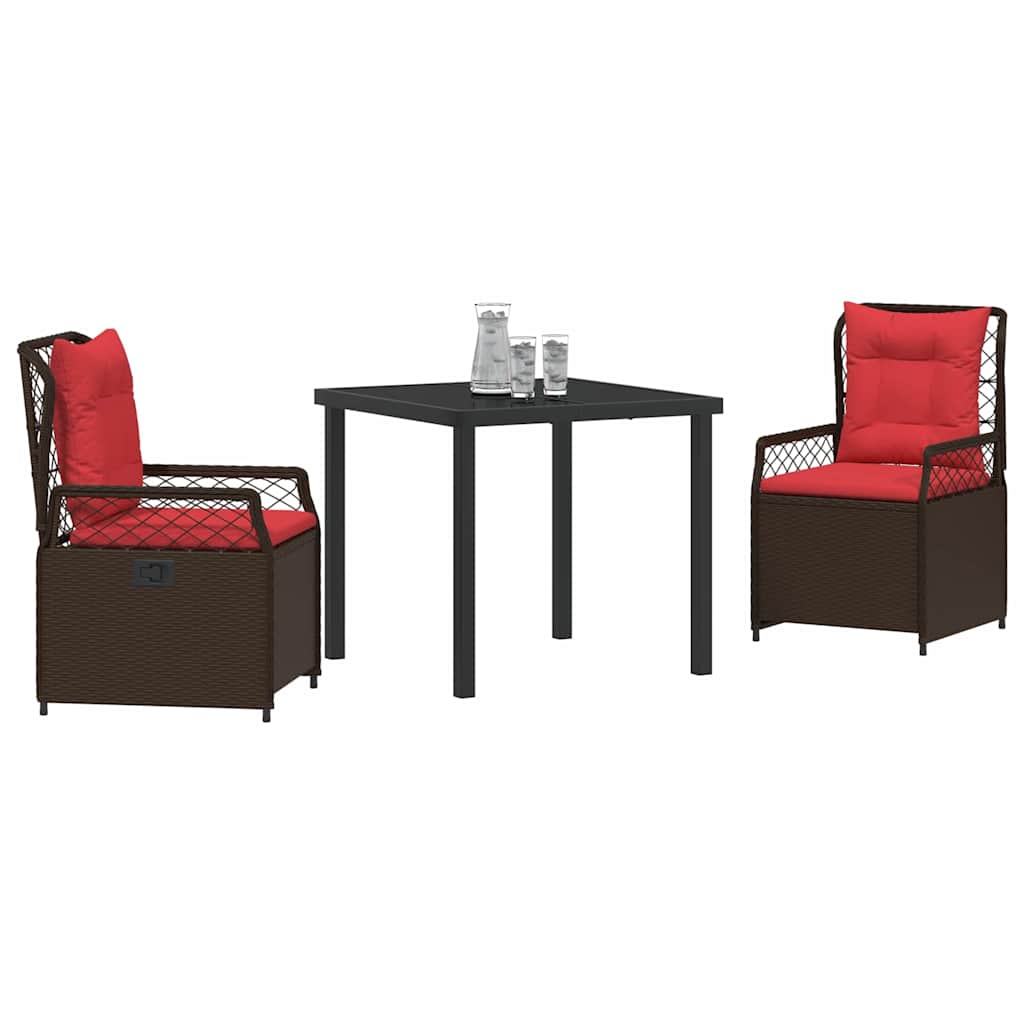 Kert étkező szett 3 pcs Barna polirattan