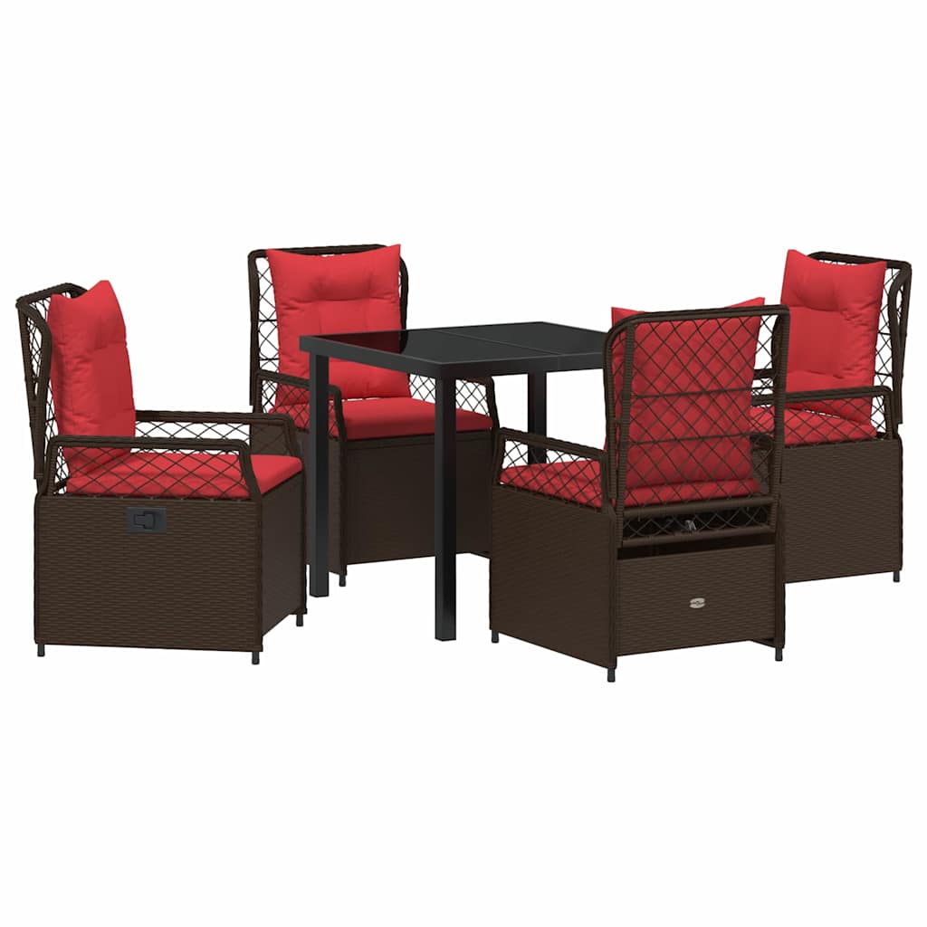 Kert étkező szett 5 pcs Barna polirattan
