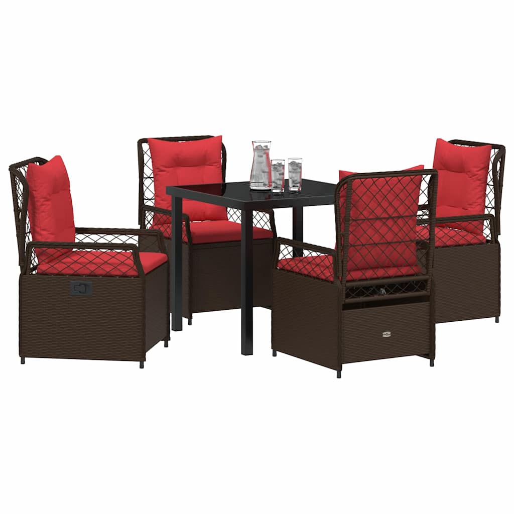 Kert étkező szett 5 pcs Barna polirattan