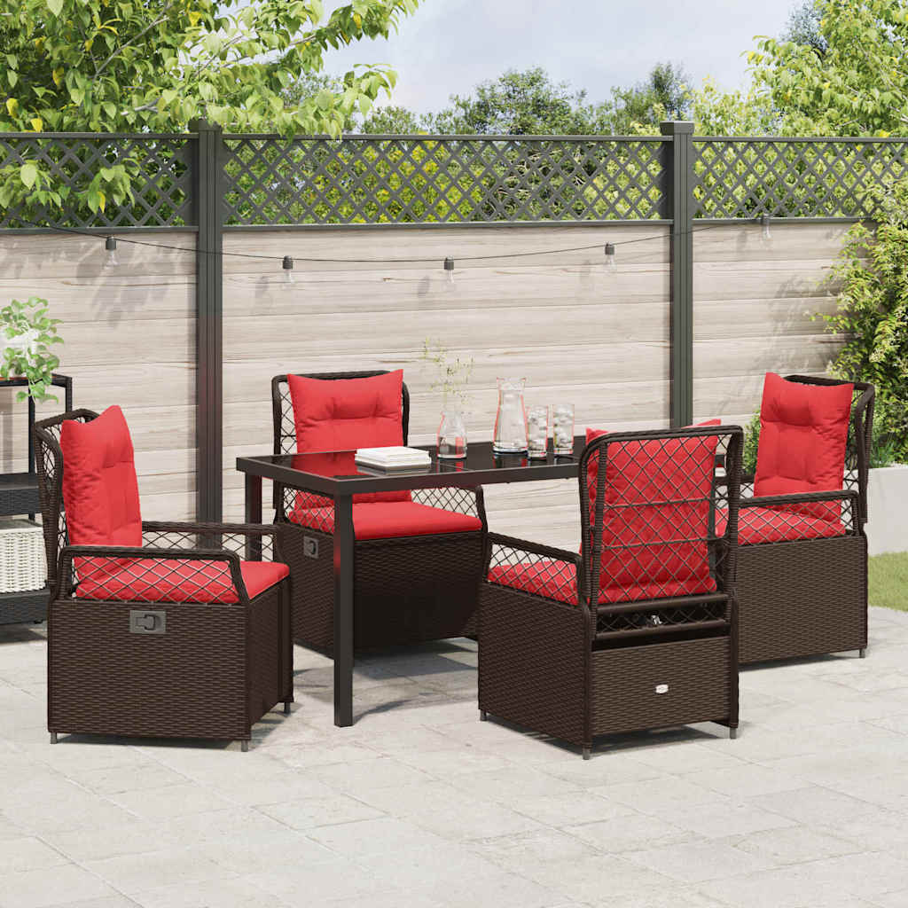 Kert étkező szett 5 pcs Barna polirattan