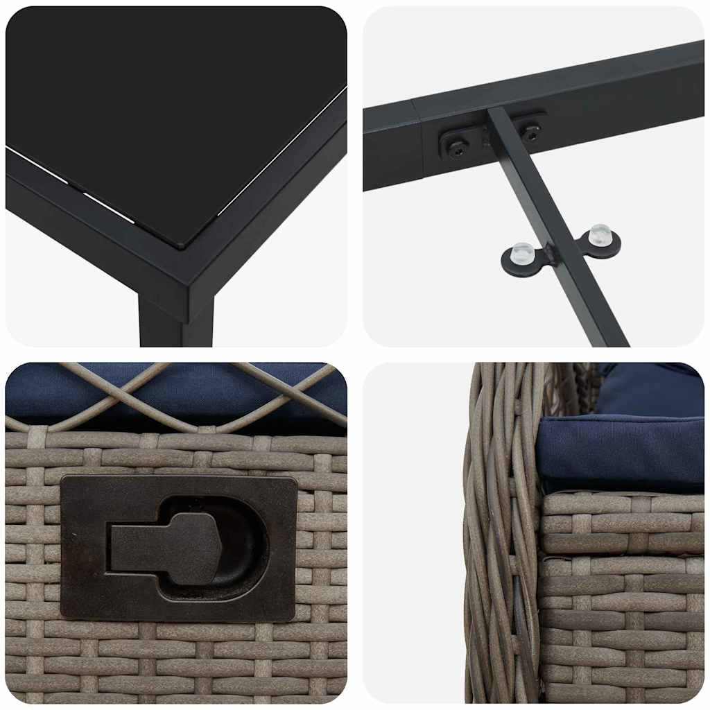 Kert étkező szett 5 pcs Szürke polirattan