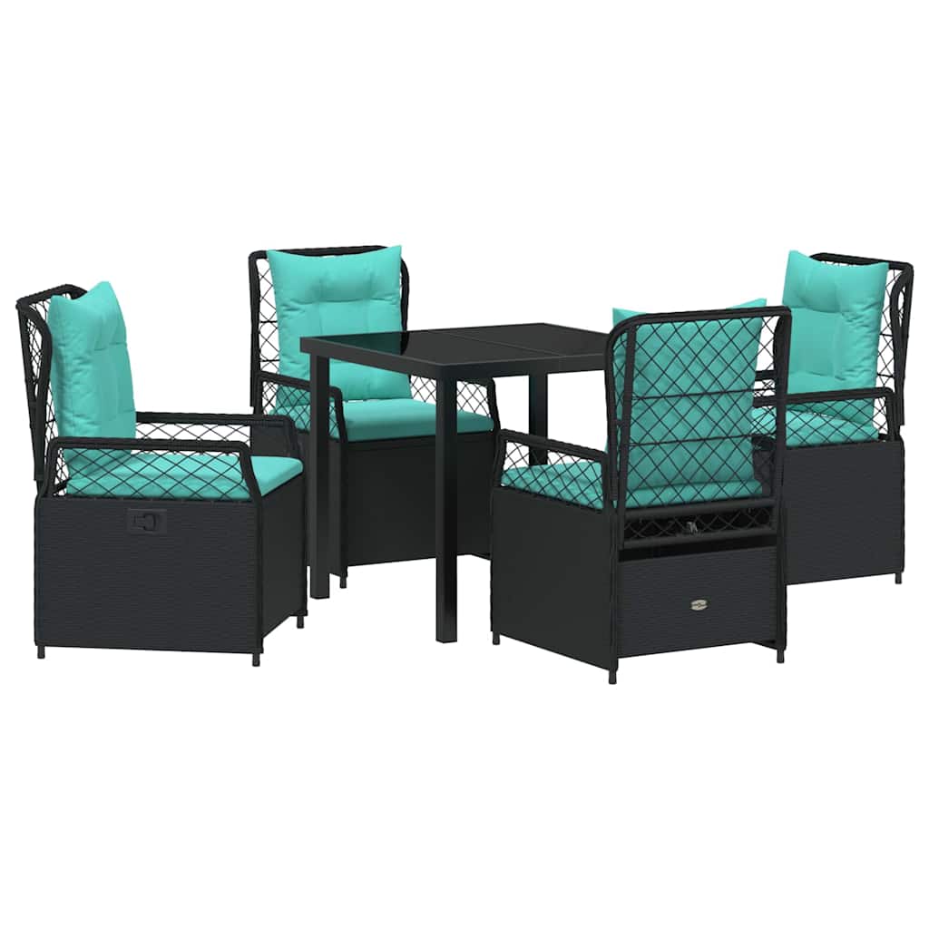 Kert étkező szett 5 pcs Fekete polirattan