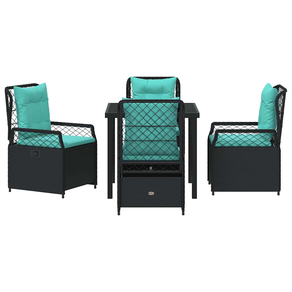 Kert étkező szett 5 pcs Fekete polirattan