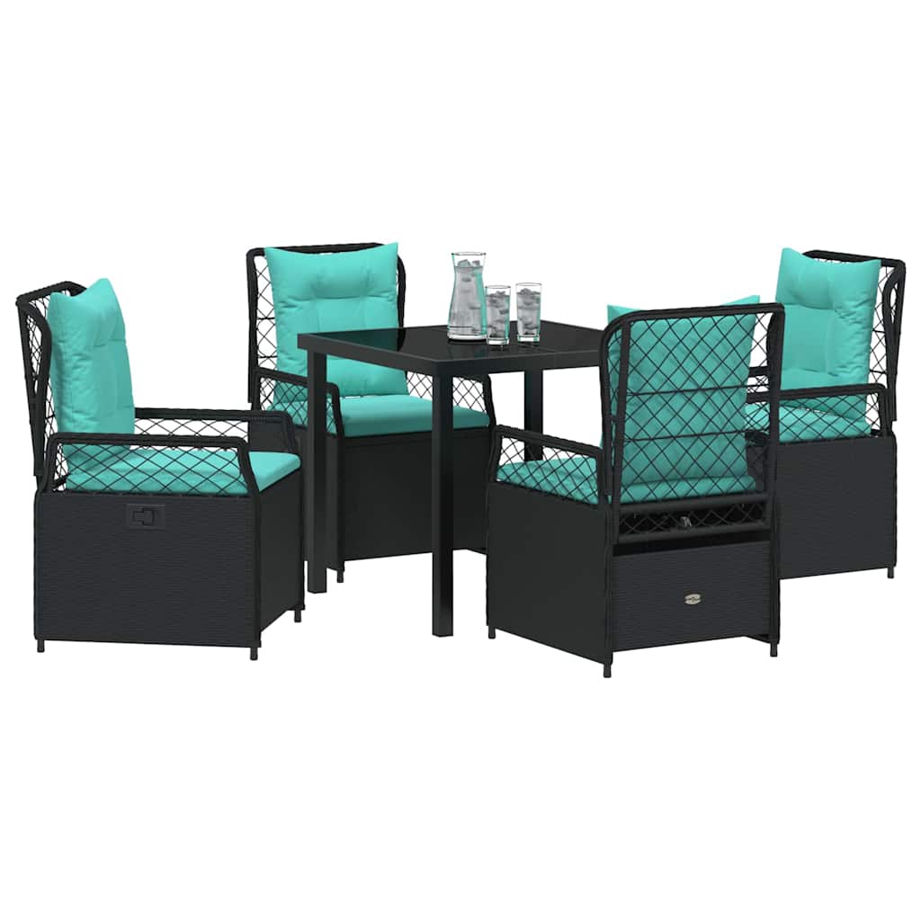 Kert étkező szett 5 pcs Fekete polirattan