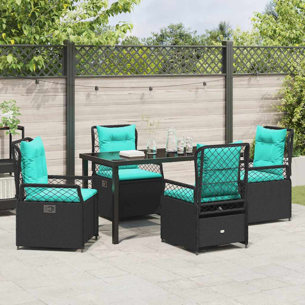 Kert étkező szett 5 pcs Fekete polirattan