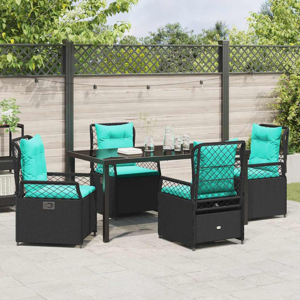 Kert étkező szett 5 pcs Fekete polirattan