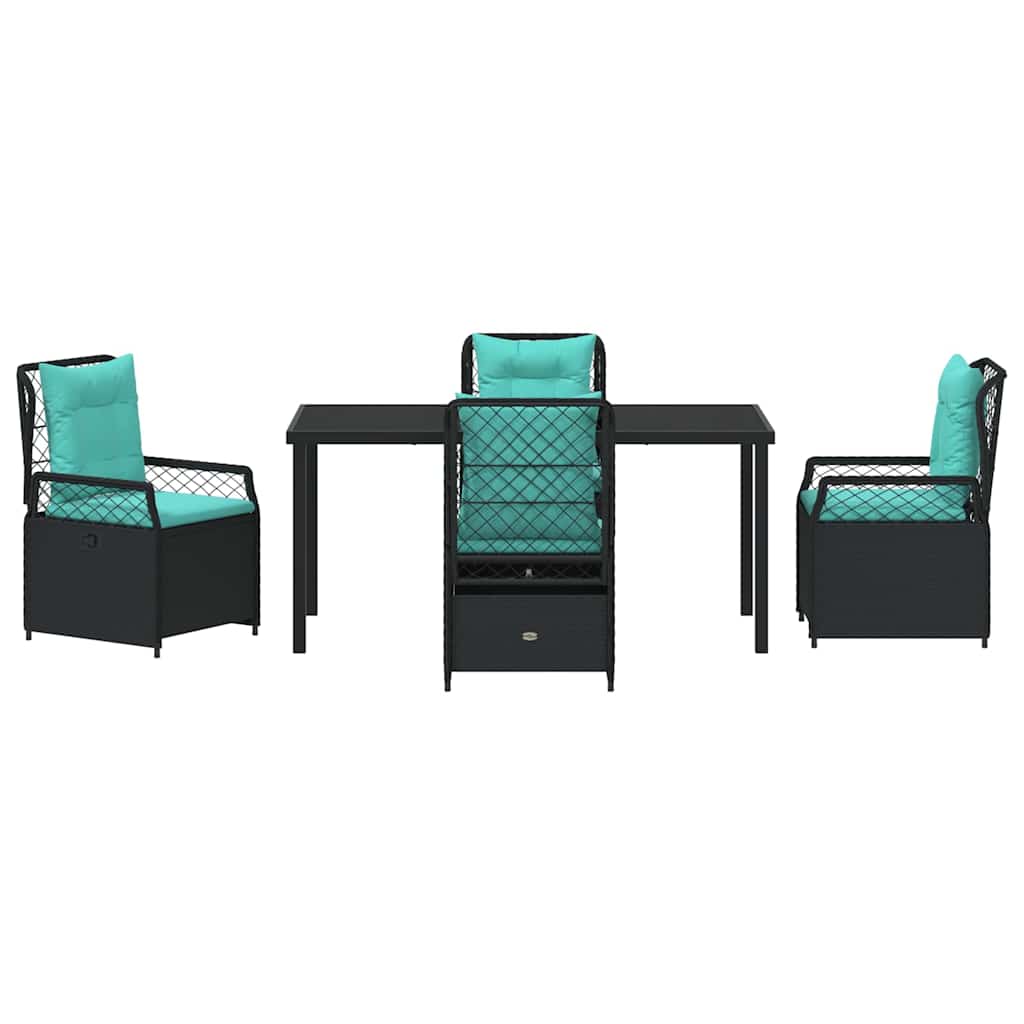 Kert étkező szett 5 pcs Fekete polirattan