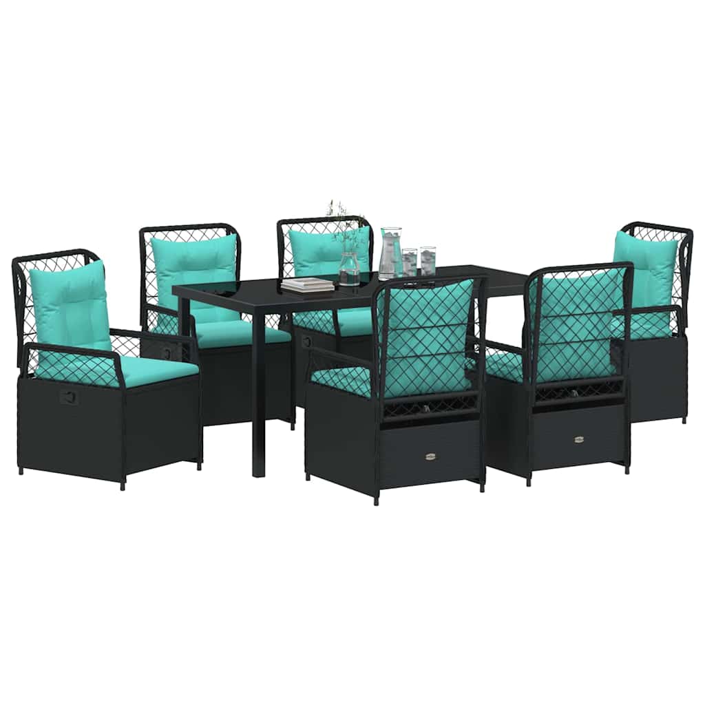 Kert étkező szett 7 pcs Fekete polirattan