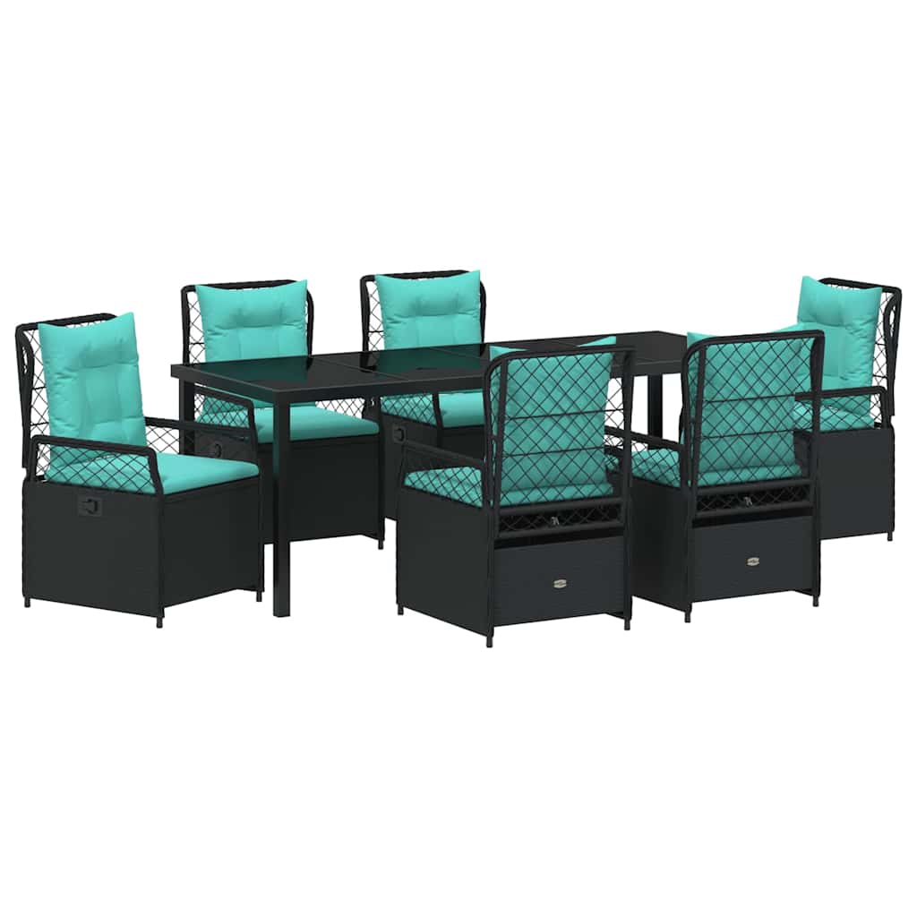 Kert étkező szett 7 pcs Fekete polirattan