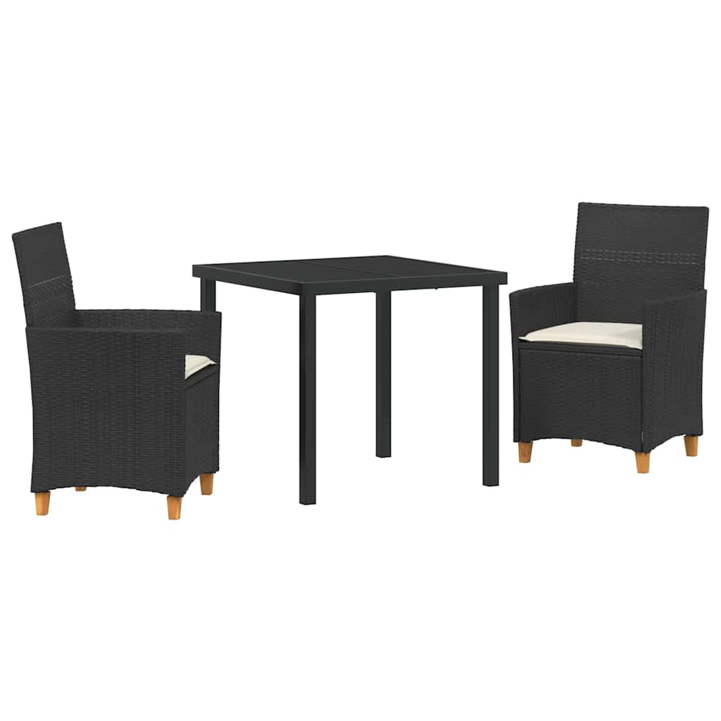 Kert étkező szett 3 pcs Fekete polirattan