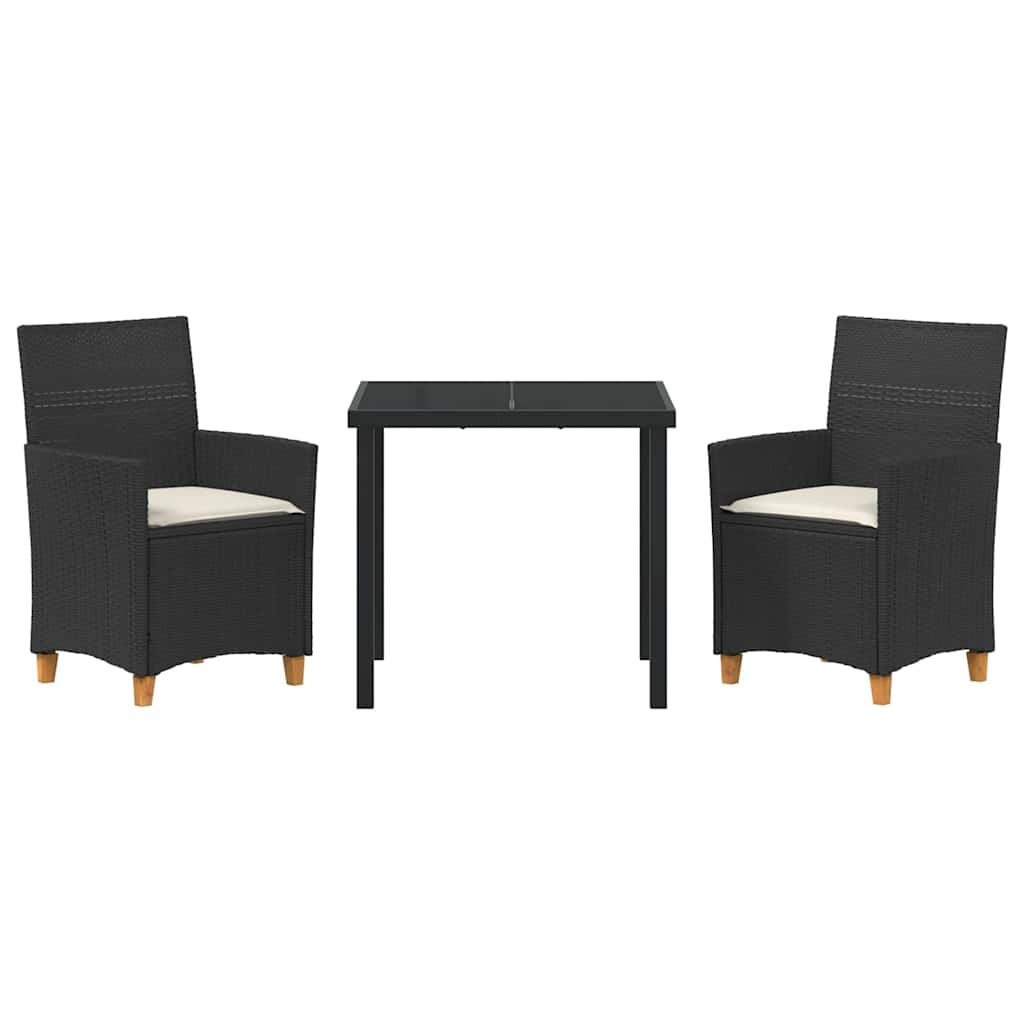 Kert étkező szett 3 pcs Fekete polirattan