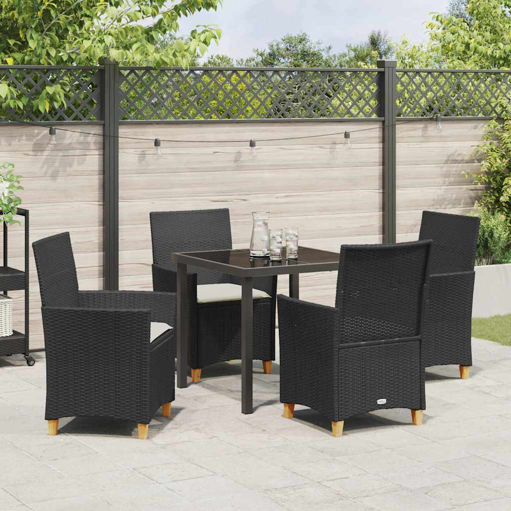 Kert étkező szett 5 pcs Fekete polirattan